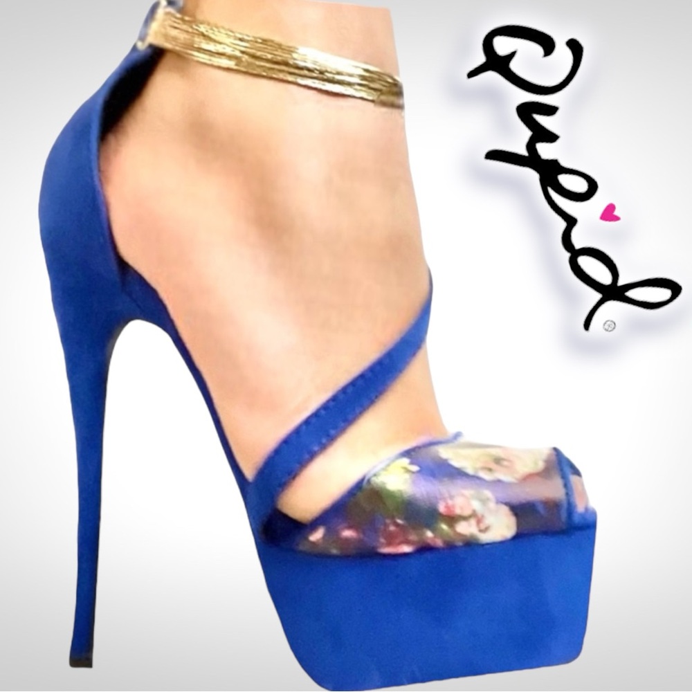 Qupid Stiletto Heels with Gold Ankle Straps